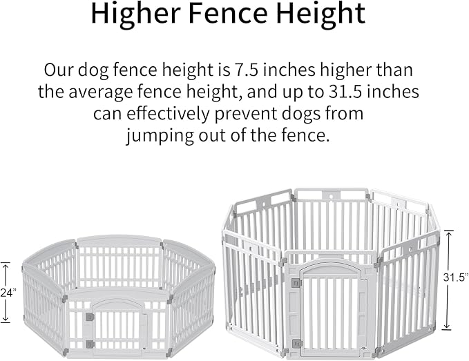 Pet Playpen with Door Dog Playpen Foldable Puppy Playpen for Puppies and Small Dogs 8-Panels Easy Assemble Easy Storing for Indoor and Outdoor (8 Panels)