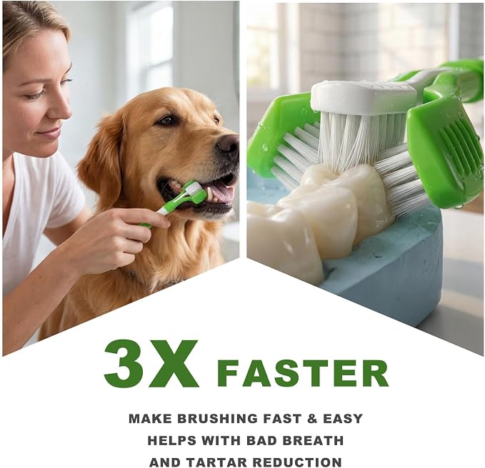 9-Pack Dog Toothbrush Kit, Triple Head & Double Head Dog Toothbrush, 360 Finger SiliconeToothbrush, Multi-Angle Dental Cleaning Brushes for Cat Oral Health