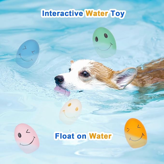 Dog Squeaky Toy, Latex Bouncy Egg Balls Squeaker for Small Dogs, Puppy Durable Rubber Squeak Balls for Teddy Interactive Fetch Play (6 PCS)…