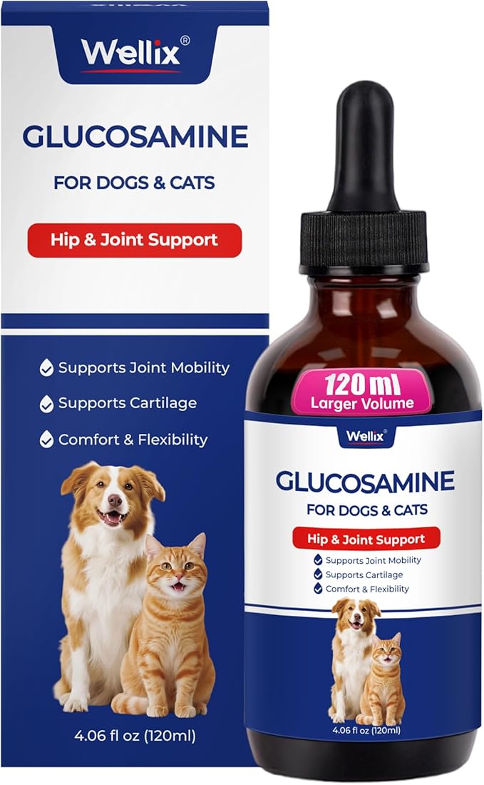 Wellix 4 oz Joint Supplement Drops for Dogs & Cats - Mild Turmeric Formula