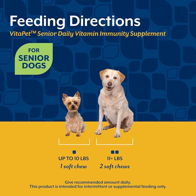 NaturVet VitaPet Senior Daily Vitamin Dog Supplements - 120 Ct | Glucosamine, Includes Full-Spectrum Vitamins, Minerals, Joint Support for Older, Active Dogs, Soft Chews