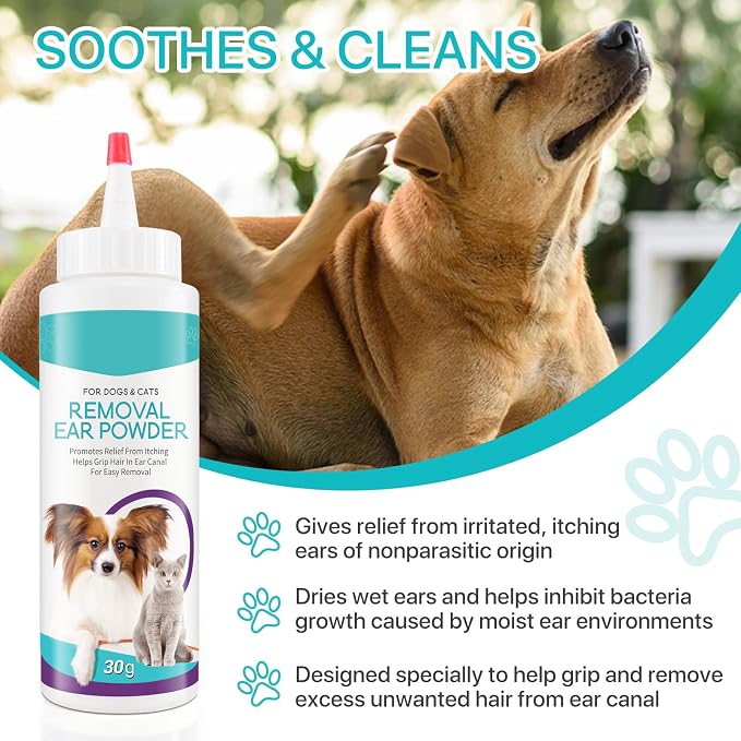 ZIXAOK Dog Ear Cleaner Removal Ear Powder, 30g