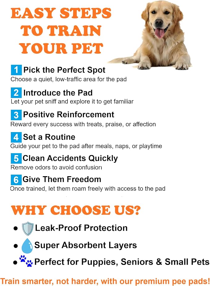 Aurora Pet Ultra-Absorbent Puppy Pee Pads – Large 24x24 Inch, Leak-Proof & Quick-Dry Potty Training Pads (40-Pack), Durable Protection for Dogs – Blue & White