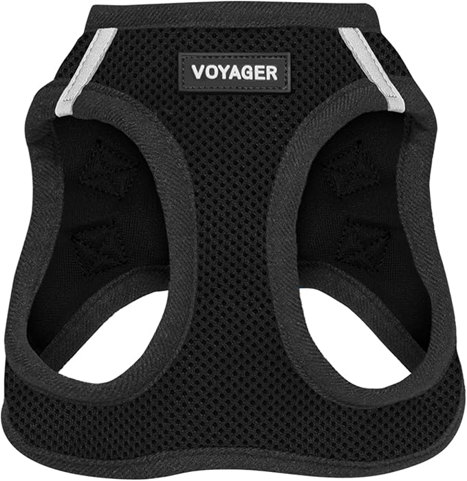 Voyager Step-in Air Dog Vest Harness - Black, XX-Small | 12 - 13.5" in Chest, Reflective Bands, All Weather Breathable Air Mesh, Cats Compatible, Lightweight, Fast Drying