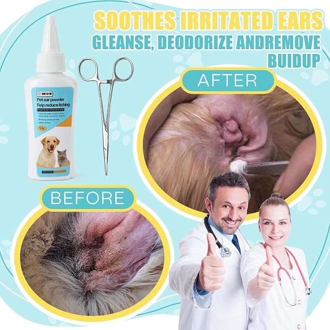 Advanced Pet Ear Powder with Professional 5" Hair Puller