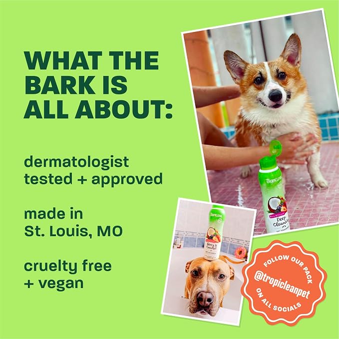TropiClean Dog Shampoo and Conditioner & Dog Detangler Spray, Set of 2