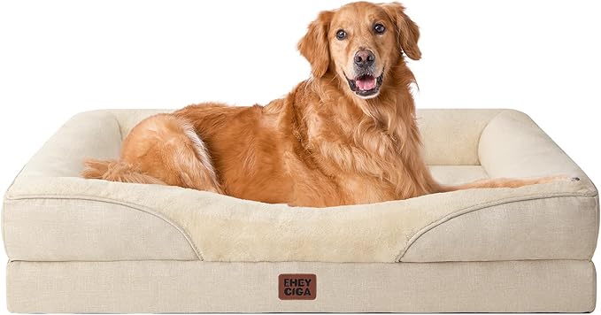 EHEYCIGA Orthopedic Memory Foam Dog Bed - XL 42x30in, Beige
