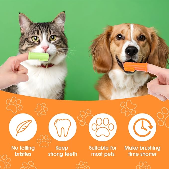 64 Packs Dog Toothbrush Soft Finger Brushes Pet Finger Easy Teeth Cleaning Dog Tooth Oral Care Pet Dental for Small Cats and Puppy