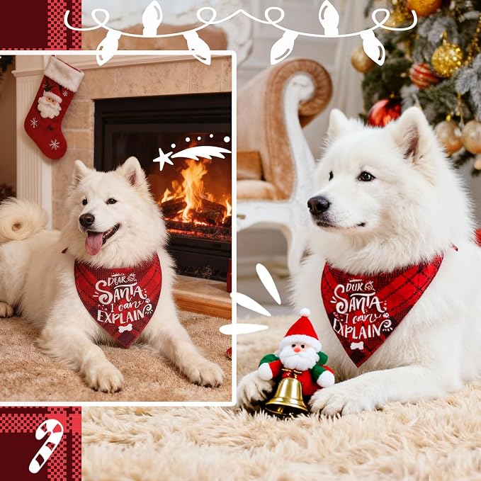 Christmas Dog Bandanas, Small & Medium Breed, 5-25lbs