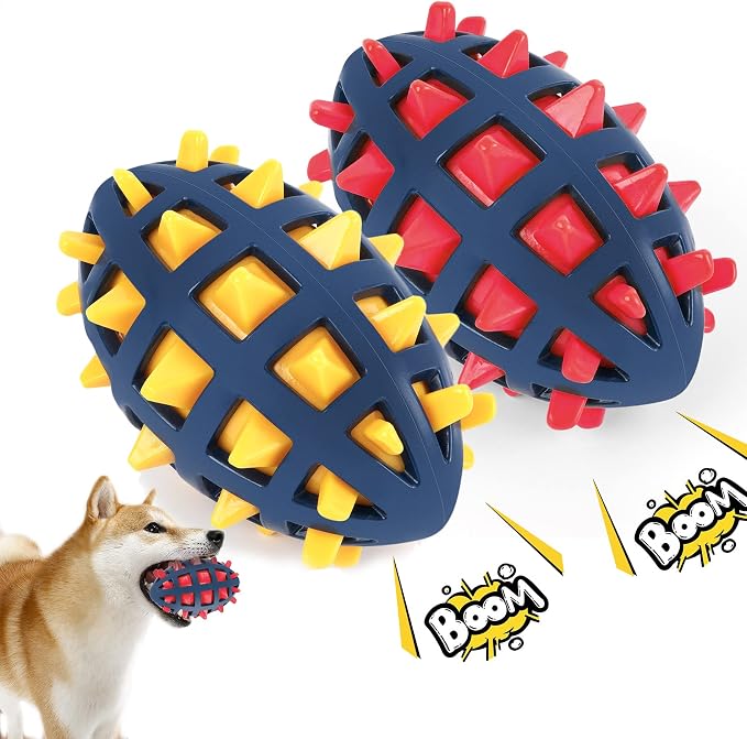 Dog Spiky Toy Ball with Squeaker, Floating, 2-Pack Kit