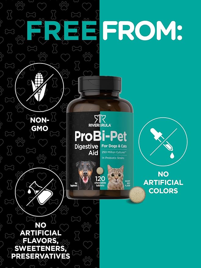 Horbaach Probiotics for Dogs & Cats | 120 Chewable Tablets
