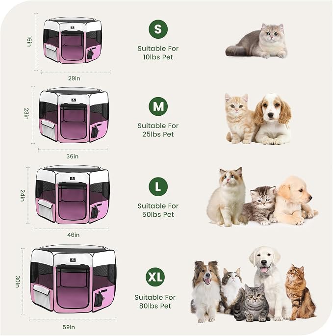 X-ZONE PET Dog Playpen - Pink, Large