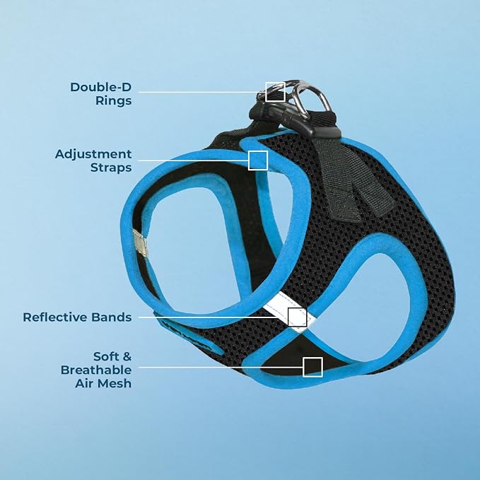 Voyager Step-in Air Dog Vest Harness - Black/Blue Trim, X-Large | 20.5 - 23" in Chest, Reflective Bands, All Weather Breathable Air Mesh, Cats Compatible, Lightweight, Fast Drying