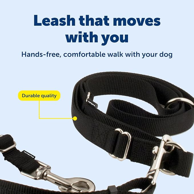 PetSafe Hands Free Dog Leash, Black | Waist Leash Great for Running, Jogging, Walking and Hiking, Quick-Release Hook & Loop Closure