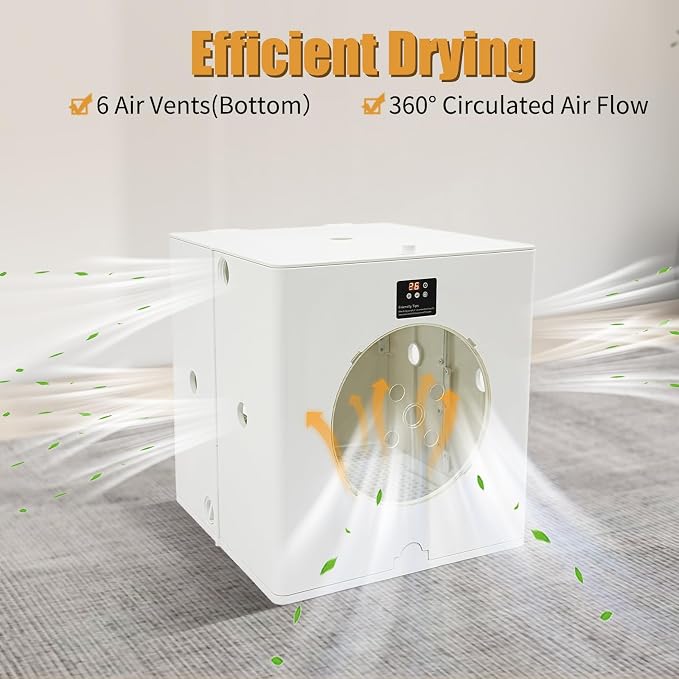 Automatic Pet Dryer Box for Cats and Small Dogs, 88L/79.9Qt Foldable Cat Hair Dryer Box with Button Control, Professional Ultra Quiet Cat Dryer Box for Dog Grooming