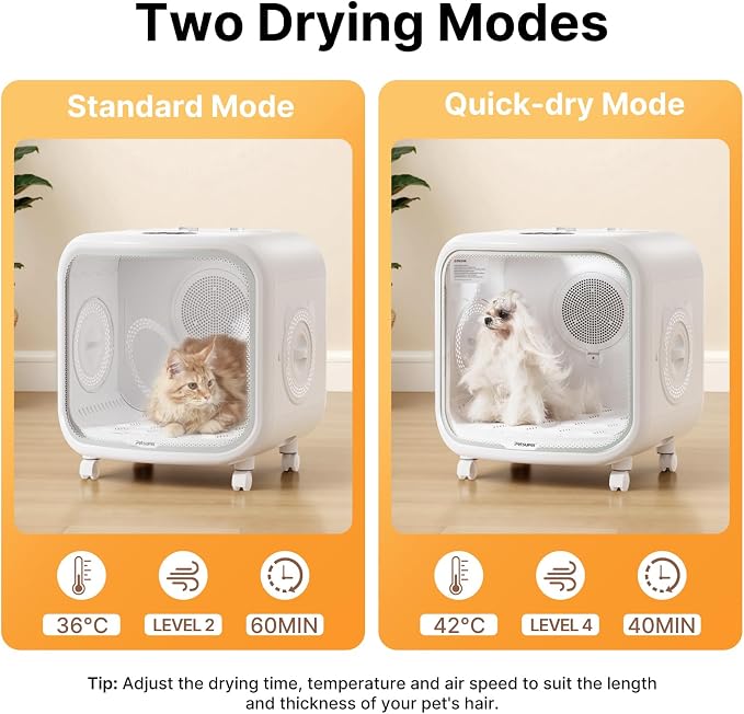 75L Large Automatic Pet Dryer Box for Cats & Small Dogs - App-Controlled, Ultra-Quiet Hands-Free Drying with Smart Safe Temperature & Overheat Protection - Ideal for Multi-Pet Homes