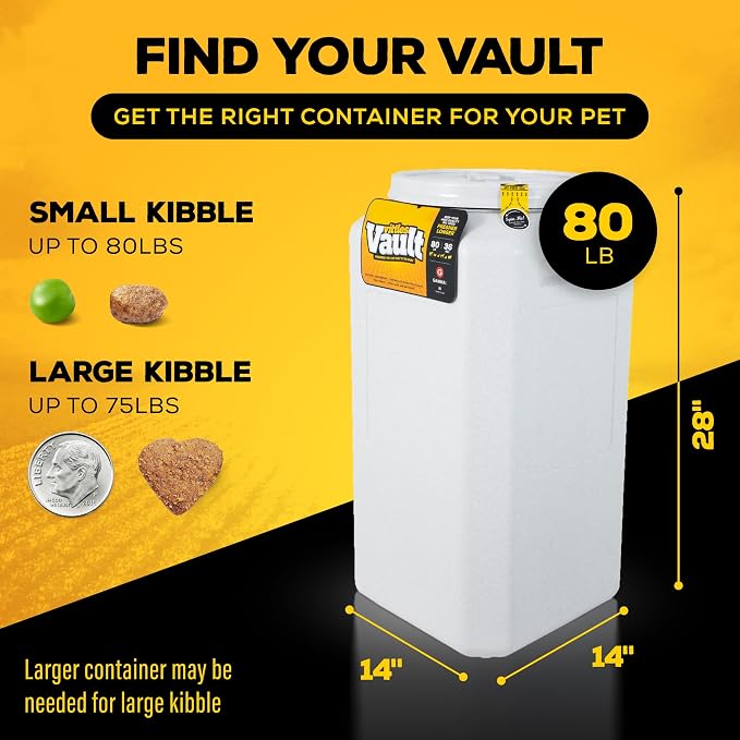 Vittles Vault Traditional Dog and Cat Food Container + Scoop, Gray, 80lbs