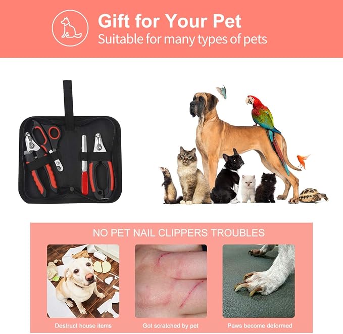 Dog Nail Clippers Trimmer Set with Storage Case & Nail File