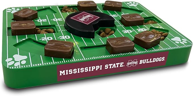 NCAA Puzzle Toy Slow Feeder, Puzzle Treat Dog Toy, Interactive Dog Treat Toy, Dog Puzzle Feeding Slow Toy (Mississippi State Bulldogs)
