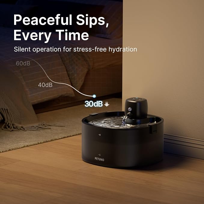 Wireless Cat Water Fountain, Cat Fountain Battery Operated, 78oz/2.3L Pet Water Fountain Cordless, 4000mAh Rechargeable Automatic Fountain with Motion Sensor, Quiet Pump & Locking Lid, with 6 Filters