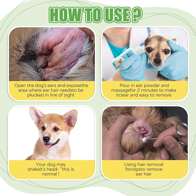 Dog Ear Powder Set with 5 Inch Hemostat & Paw Trimmer, 1.76oz/50g