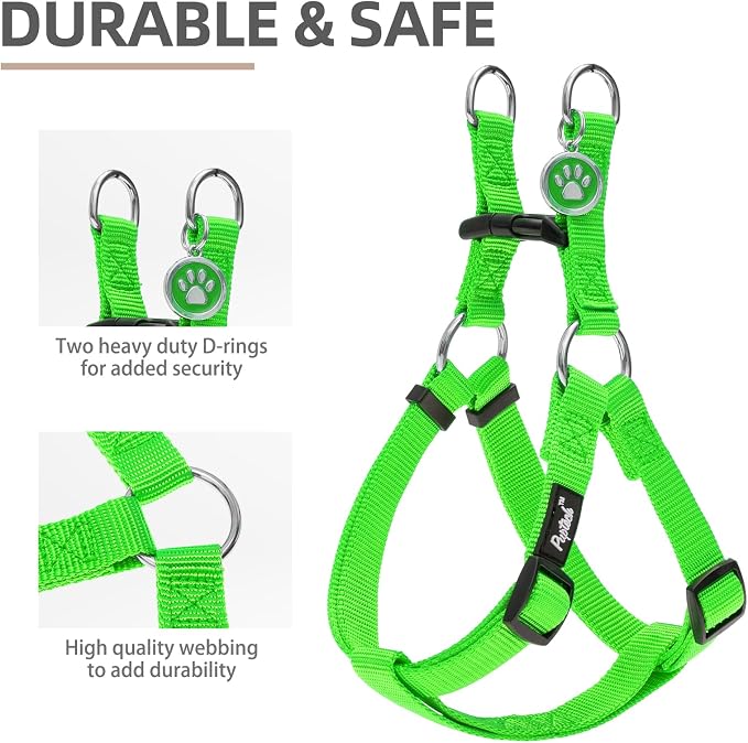 PUPTECK No Pull Dog Harness Small Sized Step-in Adjustable Puppy Vest | Soft Webbing Basic Halter with ID Tag for Outdoor Walking