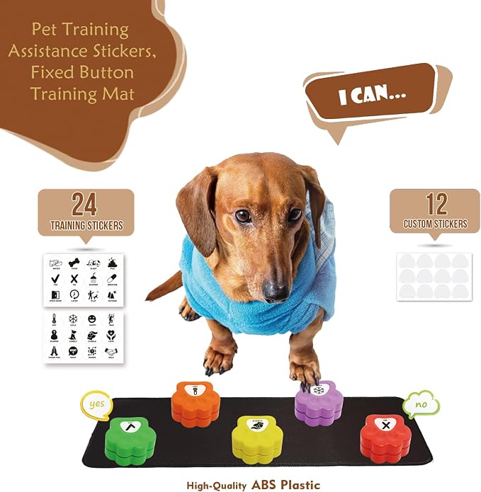 Dog Buttons for Communication, 36 Stickers & Rubber Pad