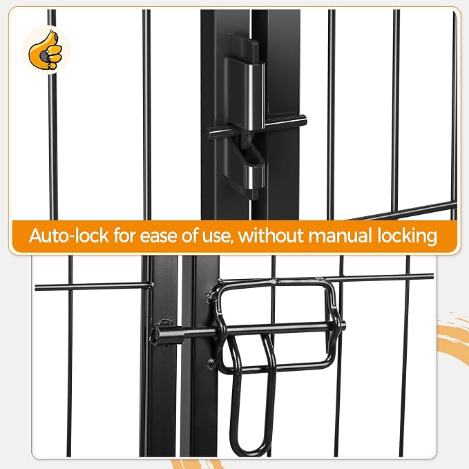 costoffs 80 x 100 cm Extra Large 8 Panel Dog Playpen Pet Pen for Small Animals Rabbit Duck Cat Indoor/Outdoor Black