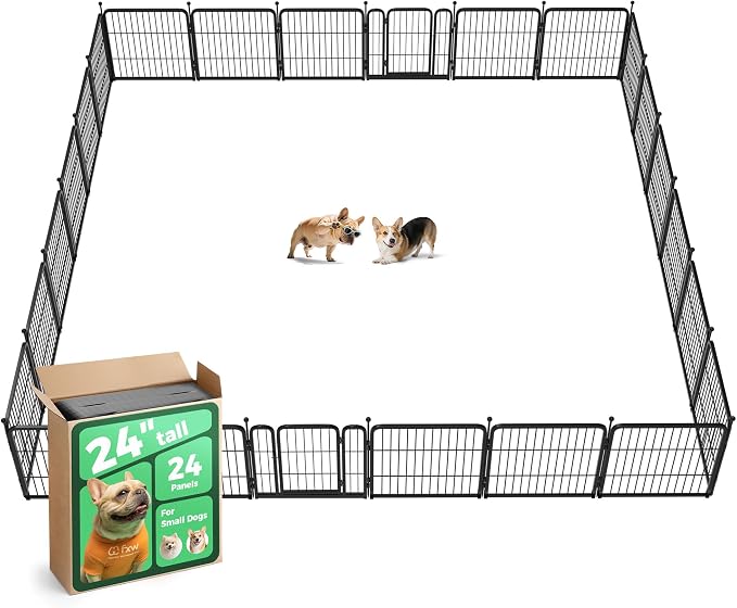 FXW Rollick Unleashed Dog Playpen, 24in, 24 Panels, Small/Puppy, Black
