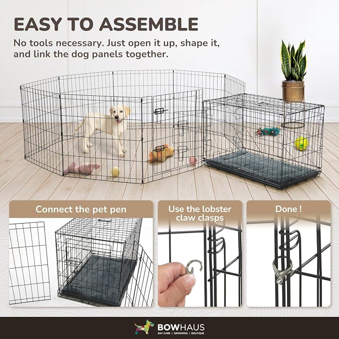 CAPHAUS Foldable Pet Playpen with Door, 24in 8 Panels