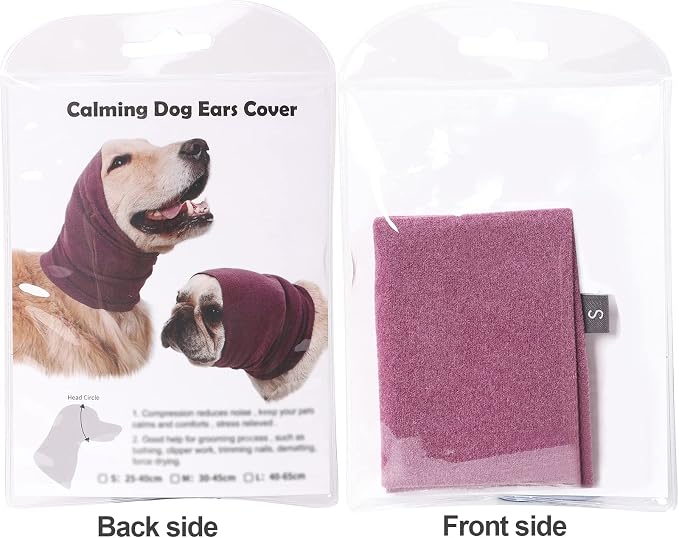 Dog Ear Cover for Anxiety Relief, Dog Calming Hood for Grooming and Bath Drying, Pet Cats and Dogs Ear Protector (Small)