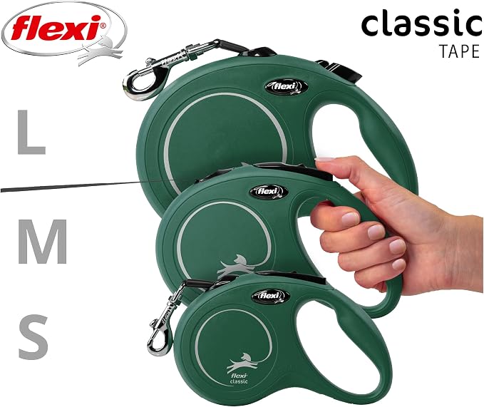 FLEXI - New Classic S Strap - Comfortable Braking System - Reflective Components - Adaptable to LED - Extendable Multi Box - 5 m - for Dogs up to 25 kg