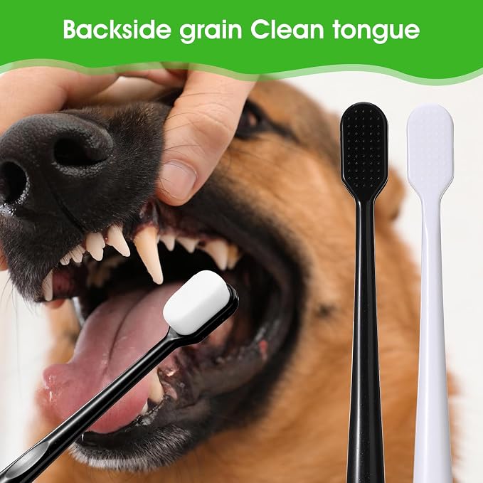 Puppy Toothbrush, 4 Pcs Super Soft Dog Toothbrush Long Handle Pet Toothbrush Dog Tooth Brushing Kit Universal for Pet Dogs Teeth Cleaning and Oral Care Dental Hygiene Convenient (Black, White)