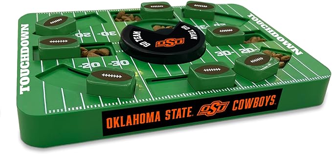 Pets First NCAA Oklahoma State Large Puzzle Toy, New Size, Interactive Dog Treat & Slow Feeding Toy
