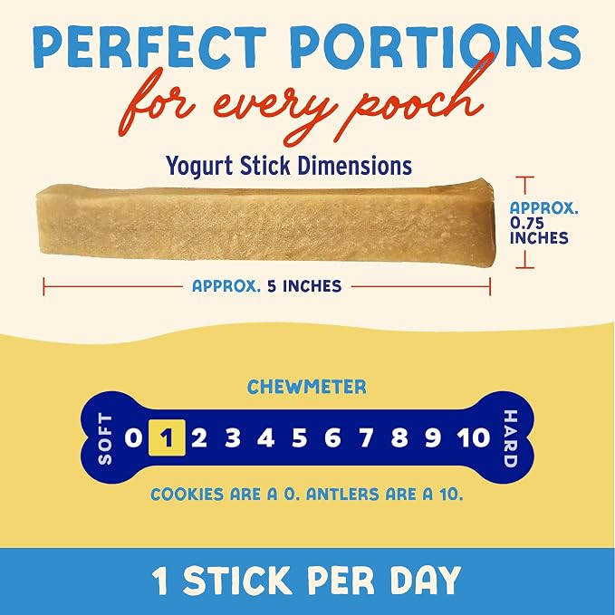 Himalayan Dog Chew Apple Honey Yogurt Sticks for Dogs | Protein-Rich Treats with Prebiotics & Probiotics | Lactose-Free, Grain-Free, Gluten-Free | Healthy Yogurt Chews for All Breeds | 5 Count