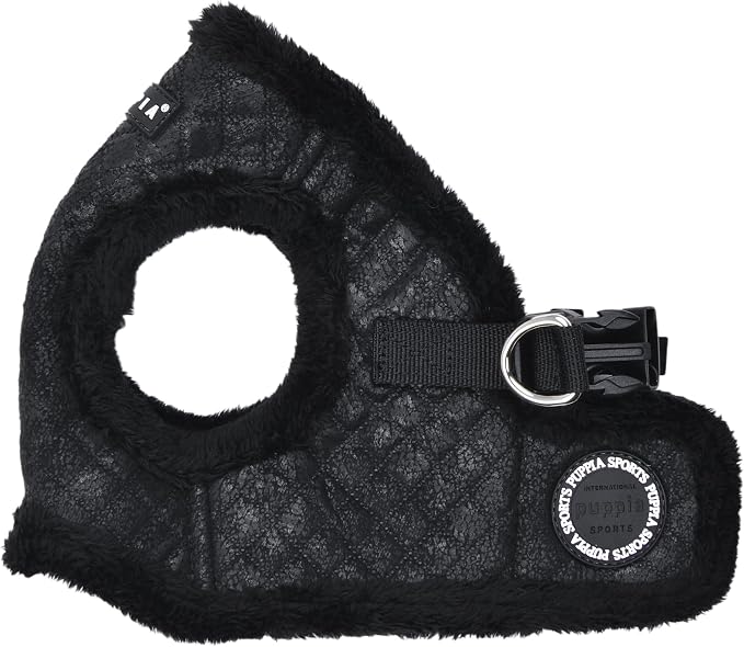 Puppia Douglas Vest Dog Harness Step-in Warm Winter Diamond Pattern for Small and Medium Dog, Black, Medium
