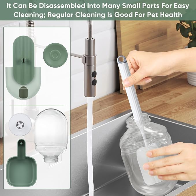 Lemtrflo 28oz Hanging Automatic Water Dispenser，Rabbit Water Bottle,Bunny Guinea Pig Ferret Water Bowl for Cage,Suitable for Small Animal Puppies(Cage Grid Spacing Over 1.2'') (Green)