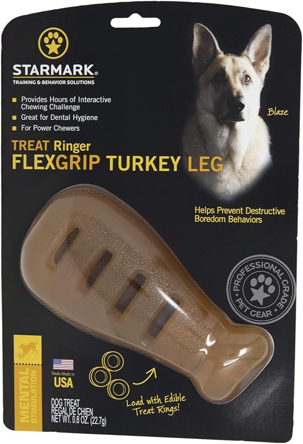 Starmark Treat Ring FlexGrip Turkey Leg Chew Toy for Dogs