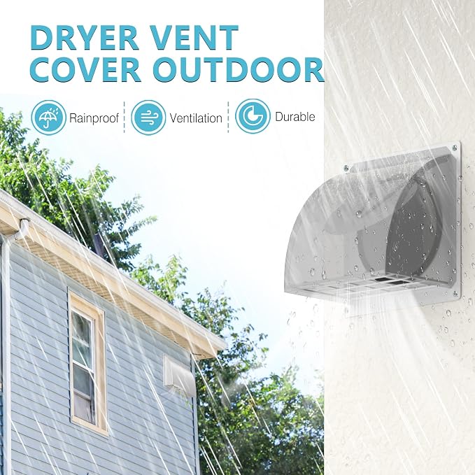 HG Power 4 Inch Dryer Vent Cover Outside with Removable Screen, White
