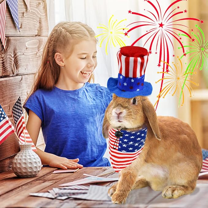 4 Pcs Pet Independence Day Costume Pet 4th of July Guinea Pig Hat and, Large, 4-Pack, Small