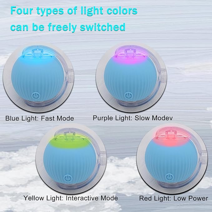 Interactive Cat Dog Toy Ball with LED Light, Automatic Rolling(Blue) | String Tail and LED Light Design, Motion Activated, Suitable for Interactive Indoor Pet Play and Exercise