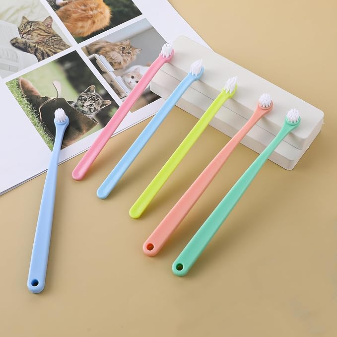 Mozeat Lens 8 Pack Small Dog Toothbrush Cat Toothbrush Pet Toothbrush Mini Head Soft Dog Cat Tooth Brush for Sensitive Puppy, Kitten, Cats & Small Breed Dogs, Portable Travel Friendly and Easy to Use