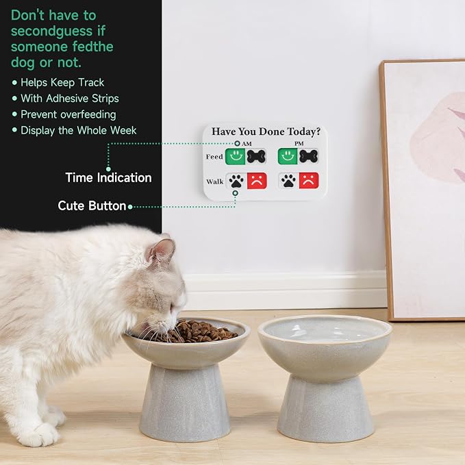 YAUYIK Pet Feeding Reminder, Magnetic Reminder Sticker, AM/PM Daily Indication Chart Feed/Walk Your Pets, Fridge Magnets and Double Sided Tape, Helps You to Track Pet Feeding & Walking (White)