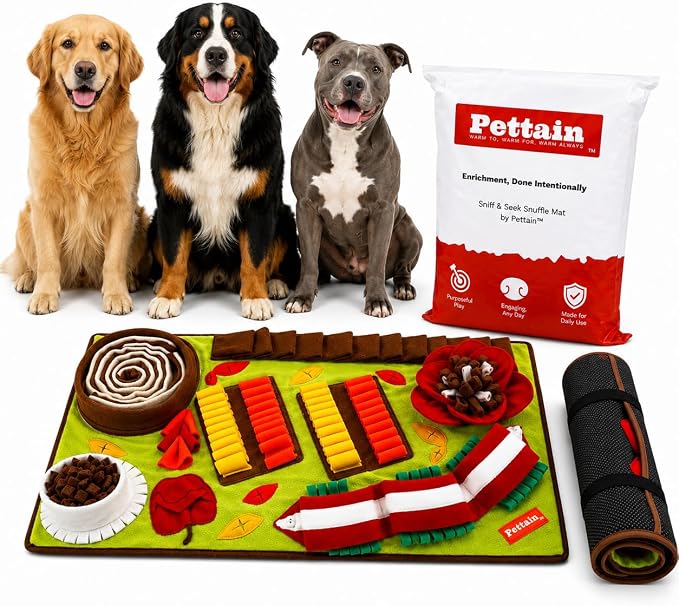 Snuffle Mat for Dogs - XL 32x20 Foraging & Slow Feeder Puzzle | Sniff mat for dogs & Interactive puzzle toy for mental stimulation. Washable dog enrichment toy for large breeds.