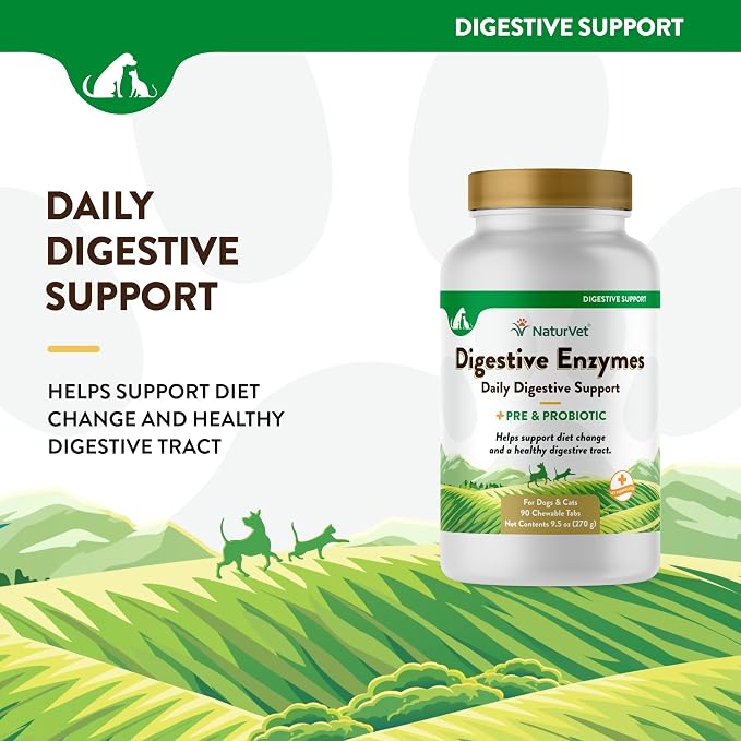 NaturVet Digestive Enzymes & Probiotic for Dogs & Cats - 90ct