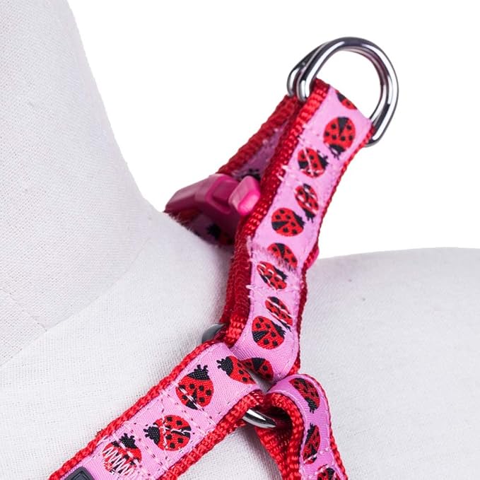 Blueberry Pet Essentials 2 Patterns Step-in Ladybug Designer Dog Harness, Chest Girth 16.5" - 21.5", Small, Adjustable Harnesses for Dogs