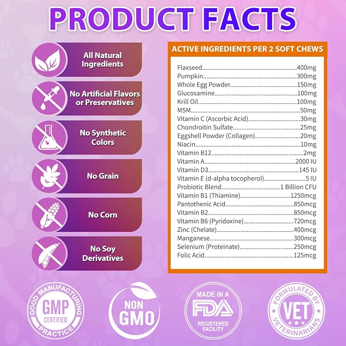 Carmelie Dog Vitamins, 24 in 1 Dog Multivitamins is Human Grade, 200 Chews | Premium Glucosamine Probiotics Omega-3, for Hip & Joint, Itch Relief, Skin & Coat, Immune, Digestive, Puppy & Senior, Chicken