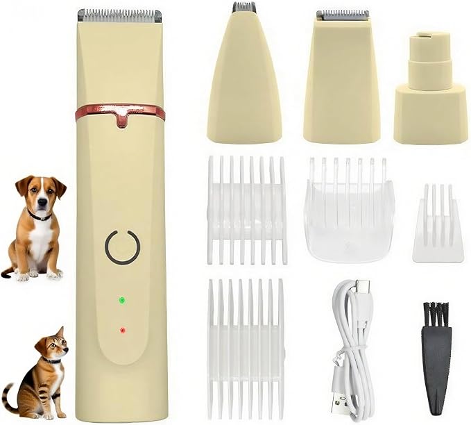 Low Noise 4-in-1 Dog Grooming Clippers Kit - Beige