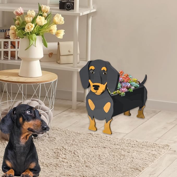 Dachshund Dog Planter Pots, Animal Shaped Flower Pot