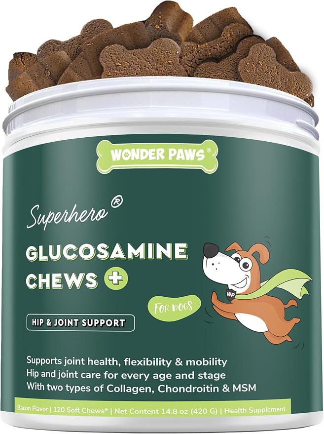 Premium Glucosamine For Dogs – Advanced Hip & Joint Supplement With Glucosamine Chondroitin For Dogs Flexibility, Mobility & Relief – Hip & Joint Supplement With Collagen & MSM – 120 Chews